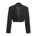 Siyah Kısa Crop Blazer Ceket